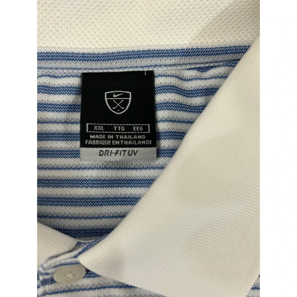 Nike Dri-Fit Golf Blue White Stripe Horeshoe Bay Resort Golf Course Shirt Sz XXL